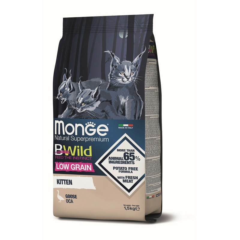 MONGE BWild Low grain hrana za mačke guska 1.5kg