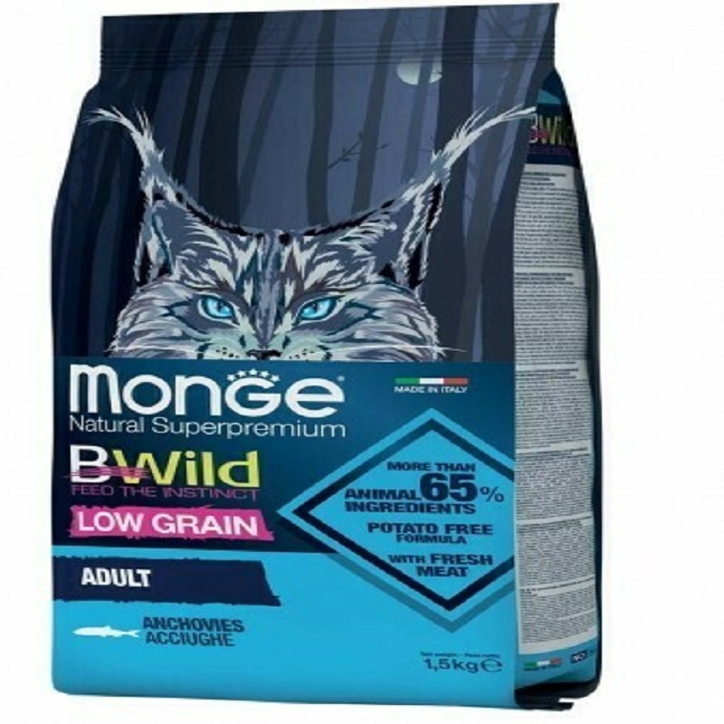 MONGE BWild Low grain hrana za mačke inćuni 1.5kg