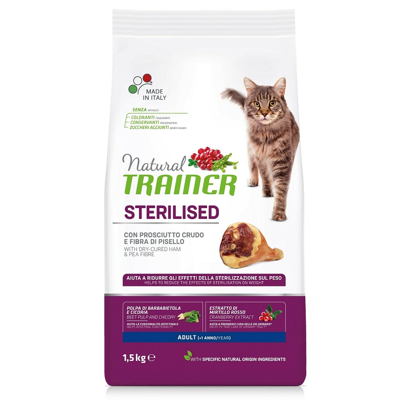 Natural TRAINER hrana za odrasle sterilisane mačke šunka 1.5kg
